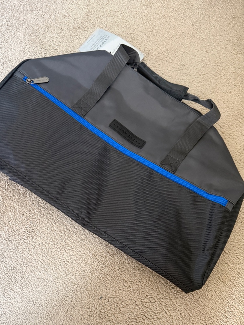 Perry Ellis Duffel Bag with Blue Zip Accent - NWT